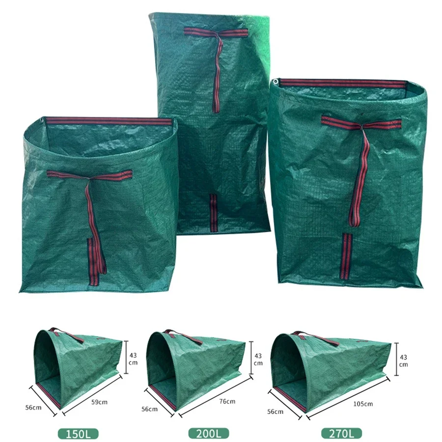 150-270L Green Garden Waste Bag and Mini Garden Rake with Leaf Scoops Garden Tools for Lawn Yard Leaf and Debris Collection