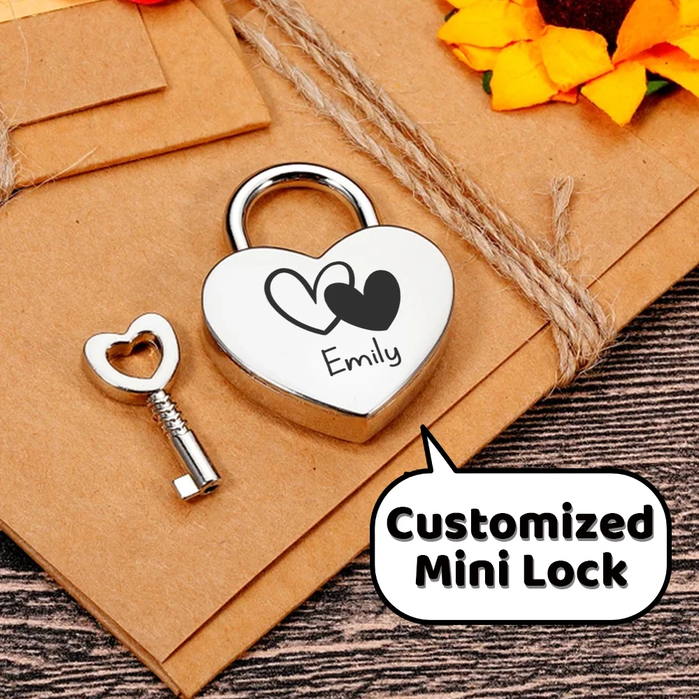 Candado romántico con nombre personalizado, candado con grabado de amor, candado de deseos, candados con llave de boda para aniversario, color blanco y negro, 1 ud.