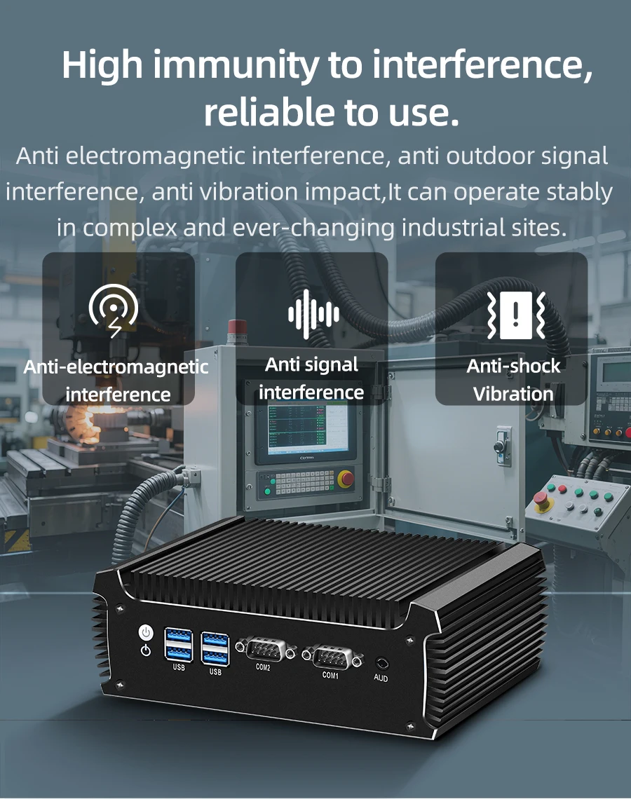 Fanless Industrial Mini PC Intel I3-8130U I5-8250U 2x DB9 RS232 RS485 2x LAN 6x USB Mini PCIe GPIO WiFi 4G LTE Win10/11 Linux