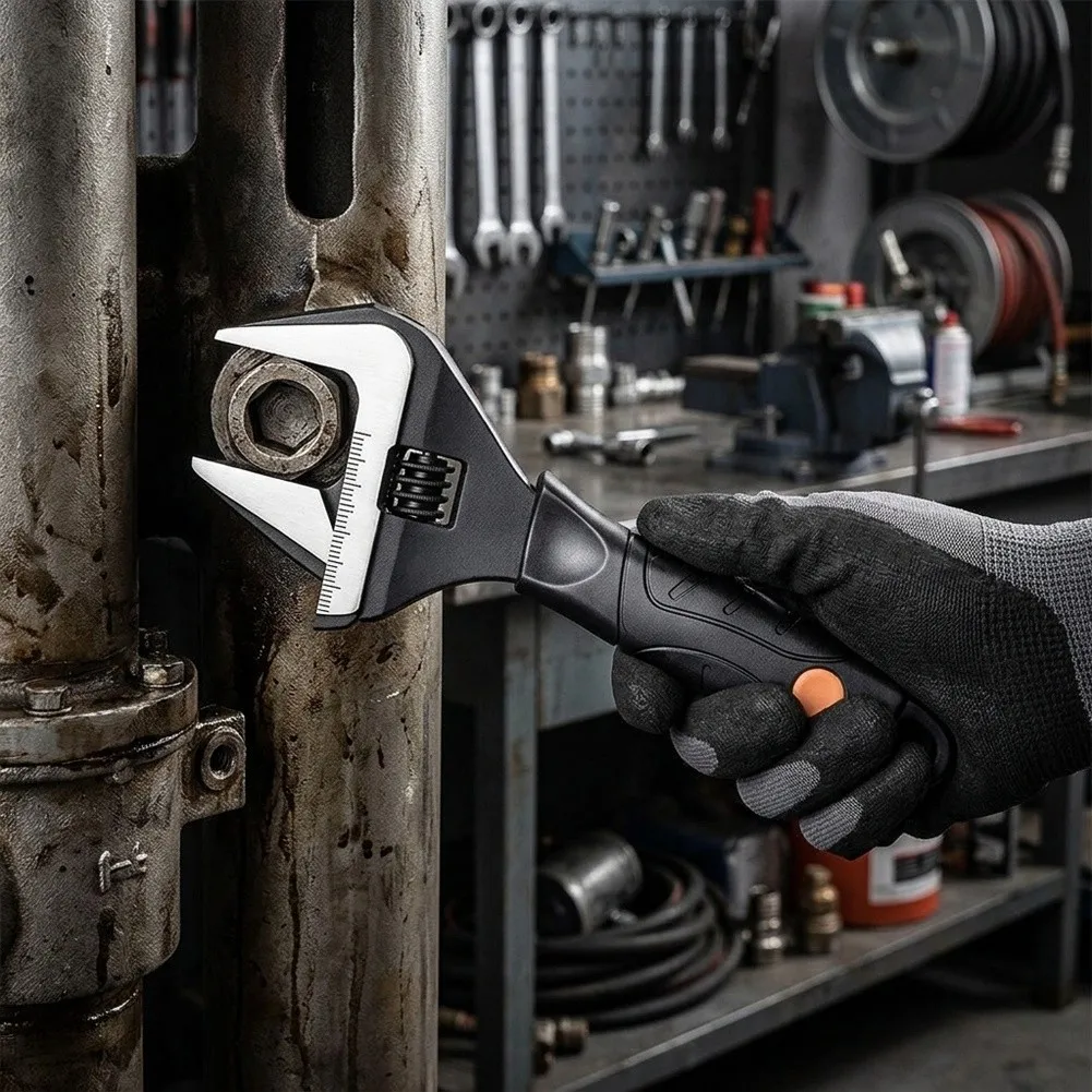 Deep Jaw Spanner Wide Jaw Wrench For Narrow Spaces Black Heat Treated Steel Wrench Wrench Mirror Polished Finish