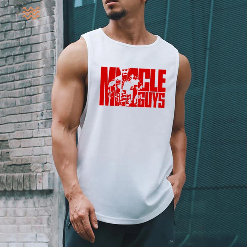 Men weightlifting Vest Muscleguys Summer Breathable Athletic Tank Top Lightweight Loose Sportswear For Jogging Fitness Gym Train