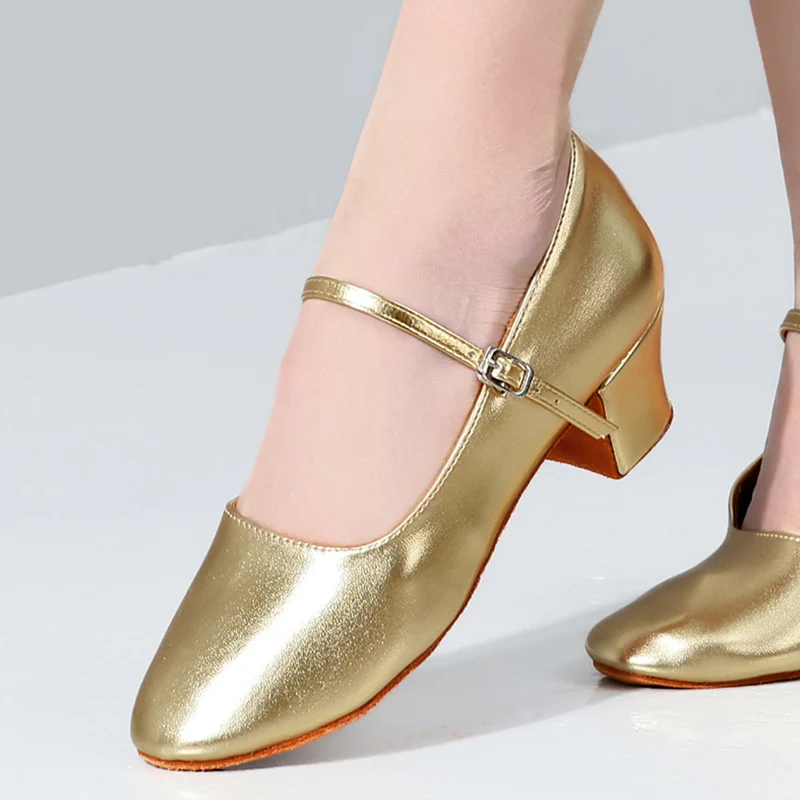 New Silver Dance Shoes Women's Soft Bottom Ballroom Tango Jazz Latin Dance Shoes Square Social Dance Shoes Women High Heels Gold