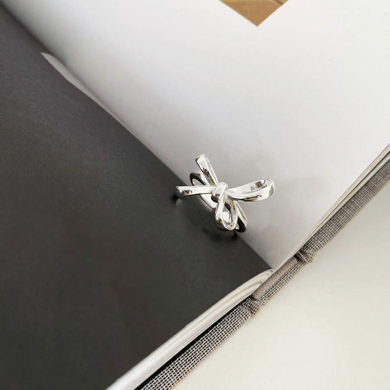 925 Sterling Silver Delicate Bow Open Rings For Women Vintage Style Lady Prevent Allergy Sterling-silver-jewelry