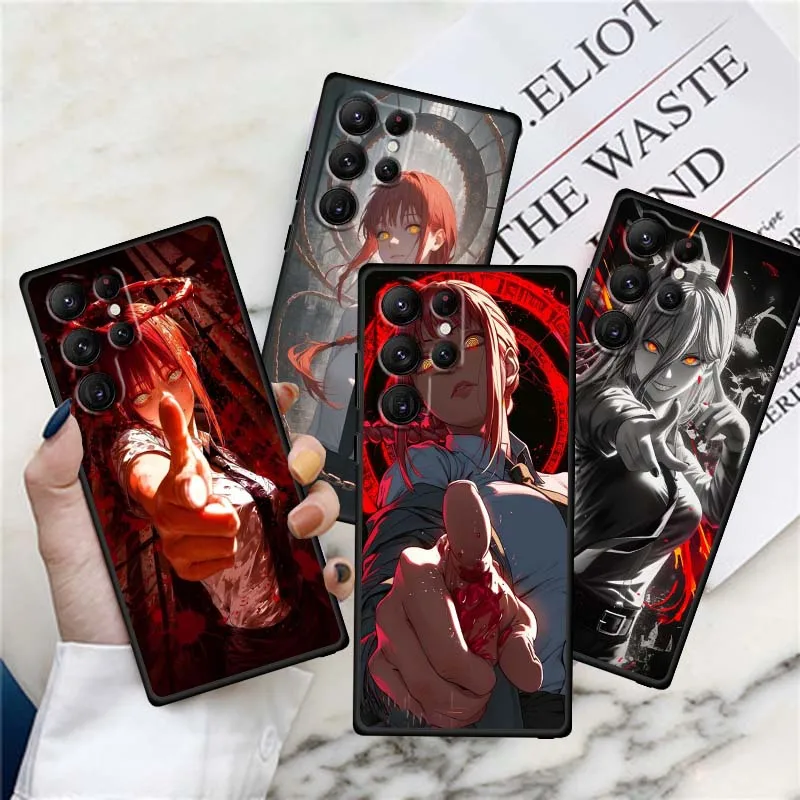 

Chainsaw Man Anime Popular For Samsung Galaxy S25 S24 S23 S22 S21 S20 S10 Ultra Plus FE 5G Black Soft TPU Cover Phone Case