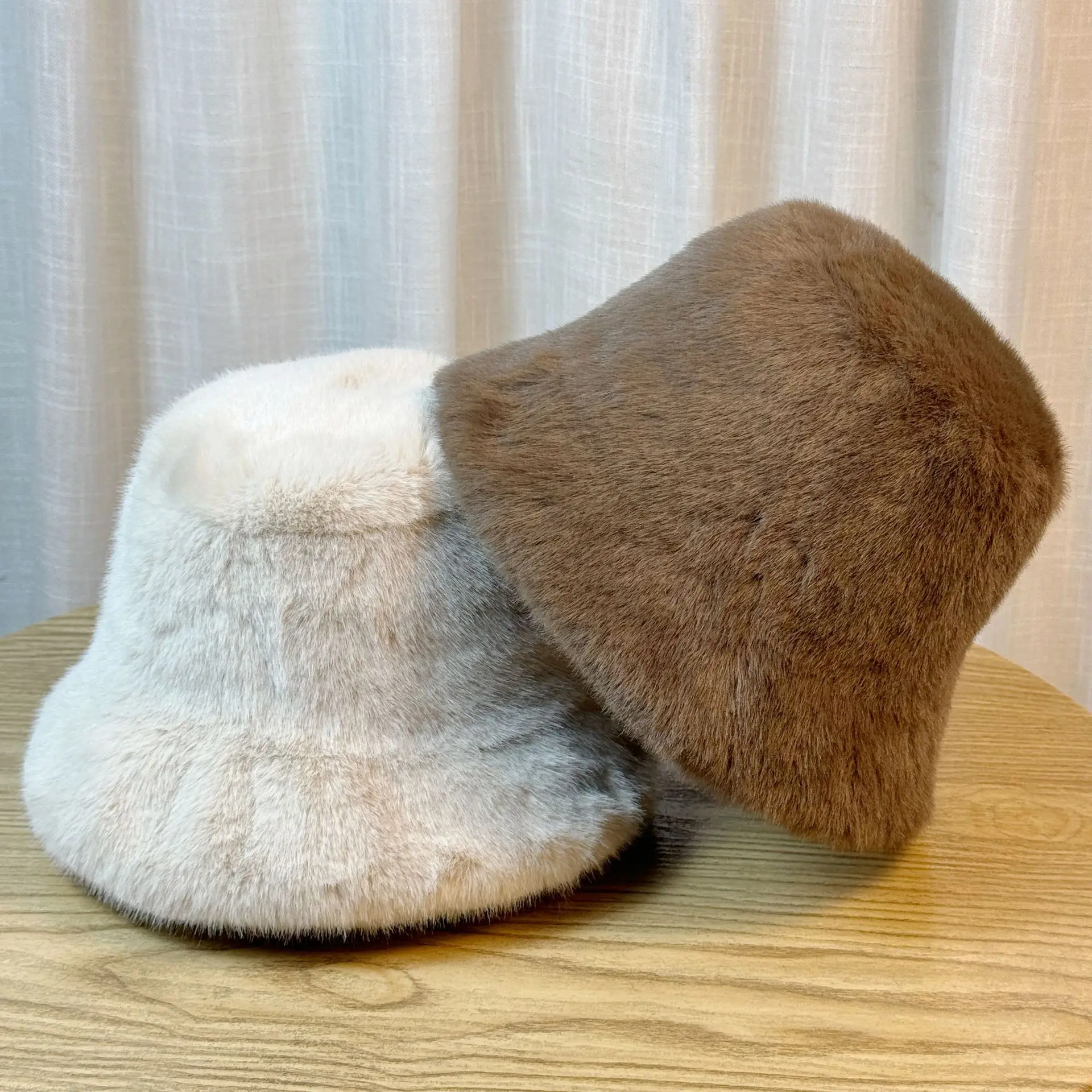 2026 New Brown Fuzzy Bucket Hat, Women Winter Thick Warm Ear Flap Plush Fisherman Hat, Face Slim Casual Warm Cap