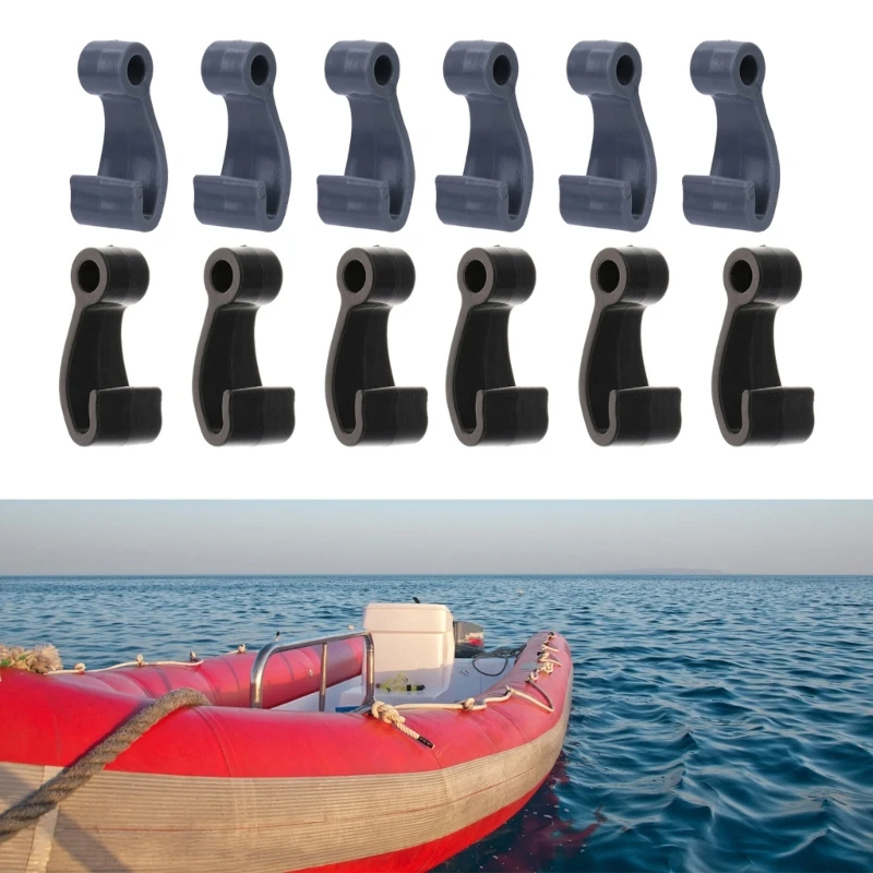 

6Pcs Durable Kayak J Shape Hooks Bungee Hooks Plastic Fasten Rope Hooks Clip for Kayaks Canoes Paddle Board Rowing Easy Use