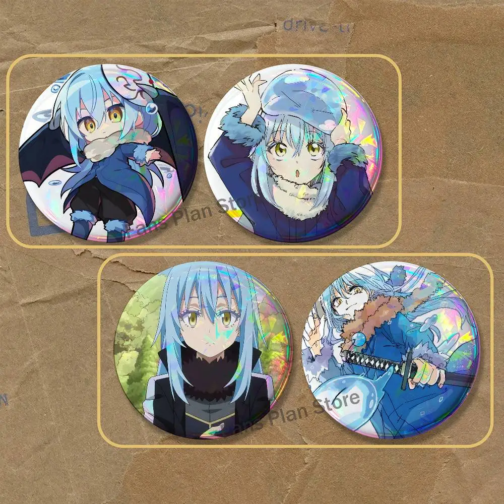 Anime T-Tempest Rimuru Brooches For Backpack Accessories 25,32,44,58,75mm Round Enamel Pins 2-piece Set Anime Fan Merchandise