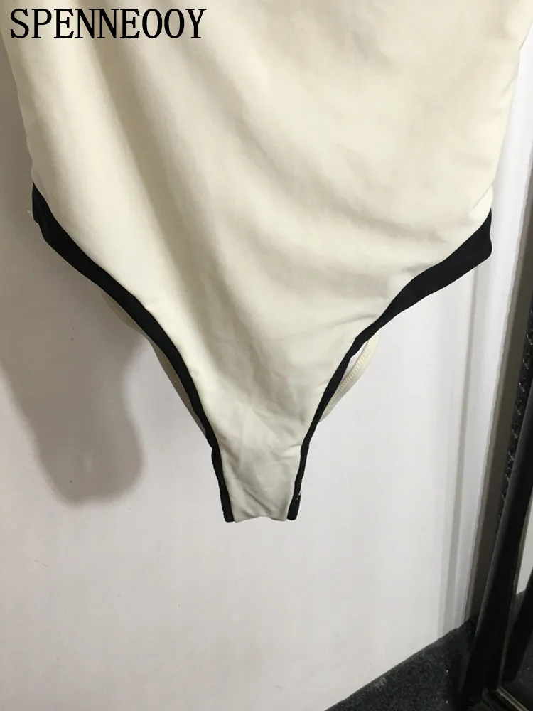 Éventuelles ENNEwing Y-Maillot de bain blanc à bretelles pour femmes, sexy, dos nu, taille haute, slim, barboteuse, été