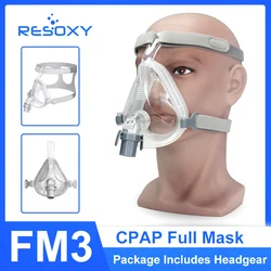 RESOXY CPAP Full Face Mask with Headgear Silicon Gel Cushions for Apnea Anti Snoring Sleeping Aids for CPAP/BiPAP/APAP Machine