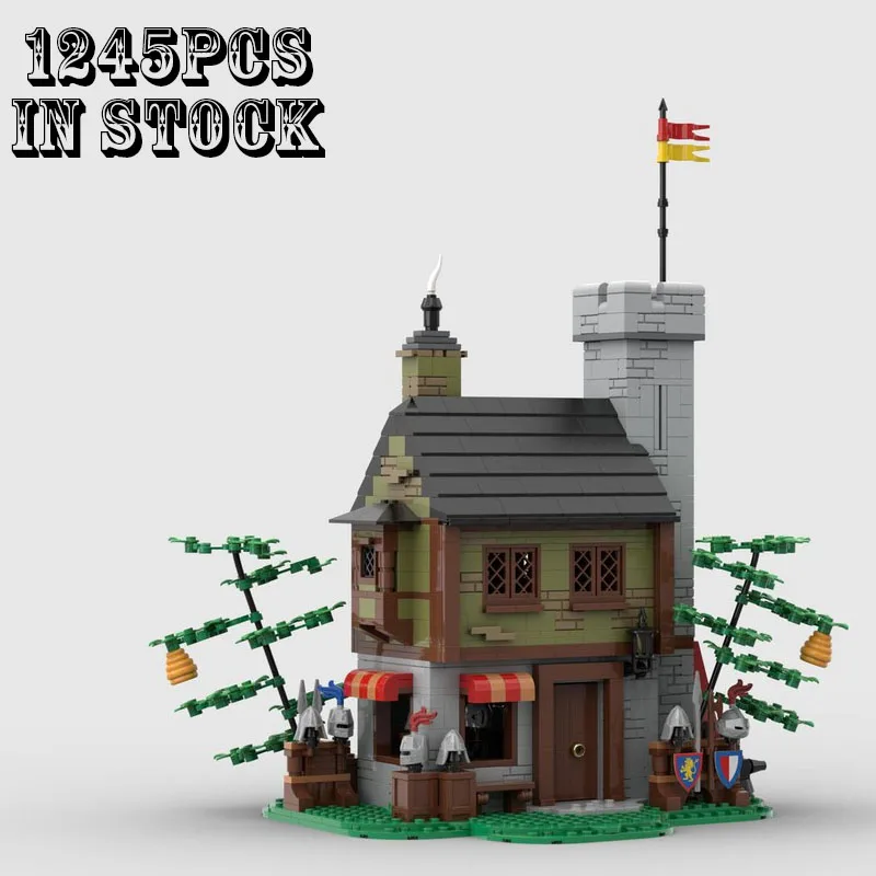 

Строительные блоки MOC-176379, средневековая конструкция, армированный магазин, креативные сборные игрушки «сделай сам», подарки на день рождения и Рождество