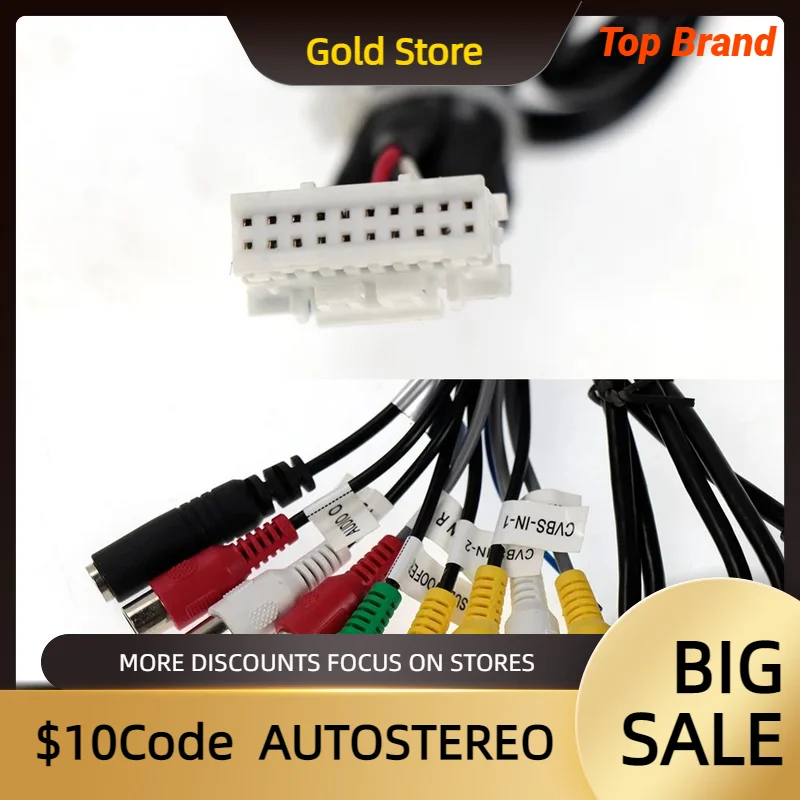 20 Pins Harness Cable With 4G SIM Slot Micrphone Input 4 Way RCA L/I Car Android Media Player Special Disassembly 30 CM