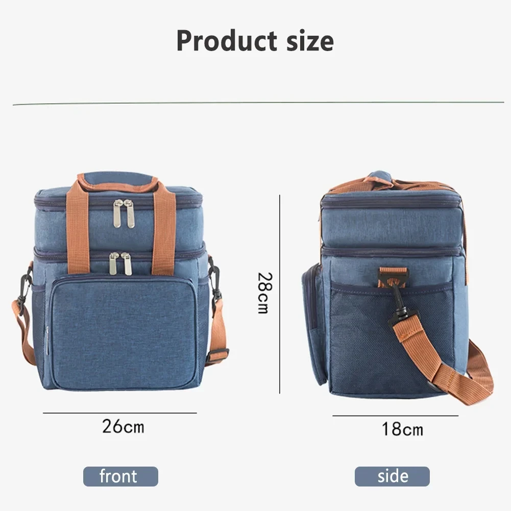 Portable Thermal Lunch Bag Picnic Food Cooler Bags Insulated Case Durable Waterproof Office Lunchbag Shoulder Strap Cooling Box