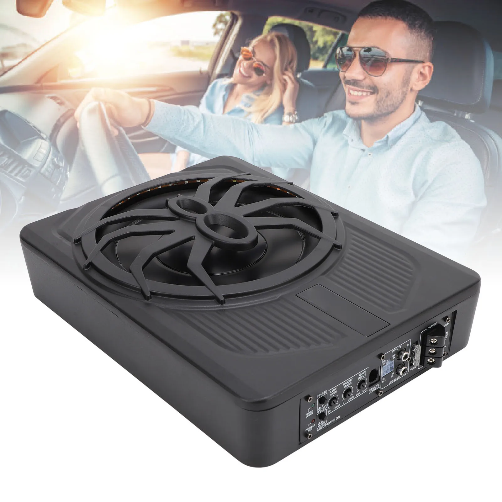 

Slim Underseat Powered Car Subwoofer 10in 800W with LED Atmosphere Light Excellent Heat Dissipation Performance Car Subwoofer