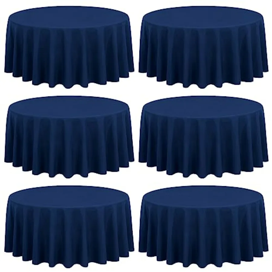

6 Pack Navy Blue Round Tablecloth 90 Inch Washable Polyester Tablecloths for Round Tables Decorative Fabric Table Cover for Din