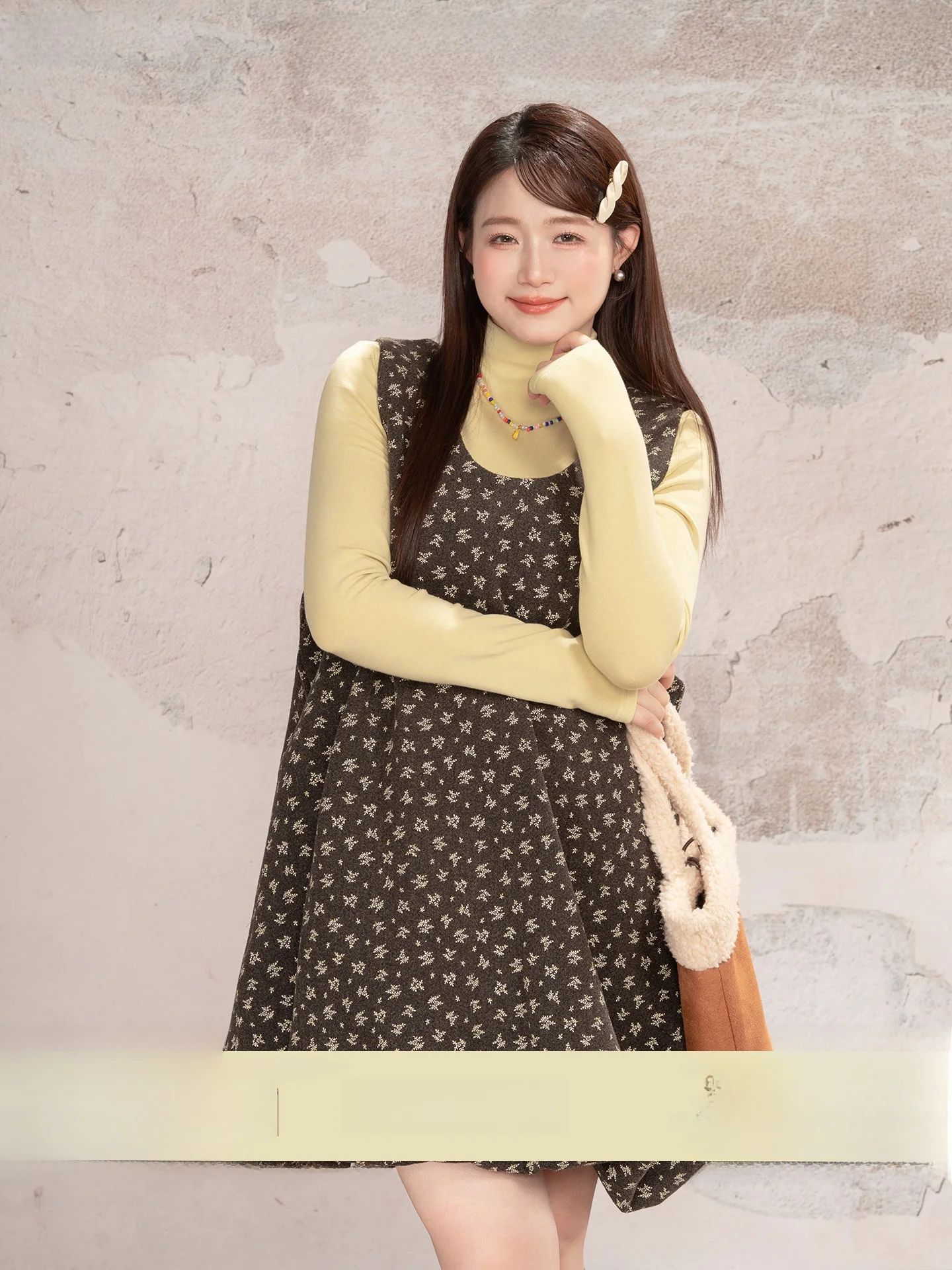 

Жилет из смесовой шерсти Heynew больших размеров с цветочным принтом и юбка-баскетболка Dr Sweet малого размера для женщин, для повседневной носки, зимняя коллекция