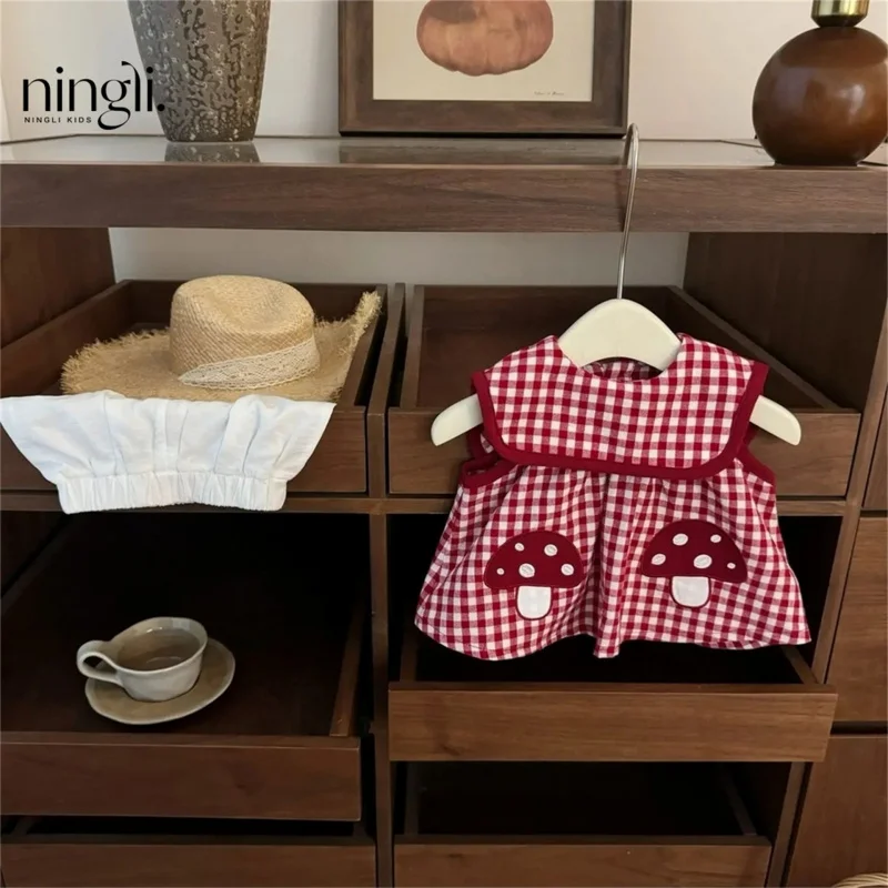

Magic Forest！Baby Girl Original Little Mushroom Doll Shirt Shorts Cute Stylish Set Trendy Style