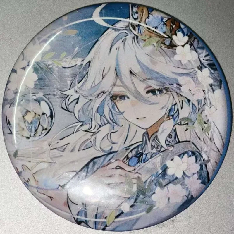 58mm Anime Character Button Pin Furina de Fontaine Hydro Archon God of Justice Brooch Creative 58mm Badge Decoration Gift