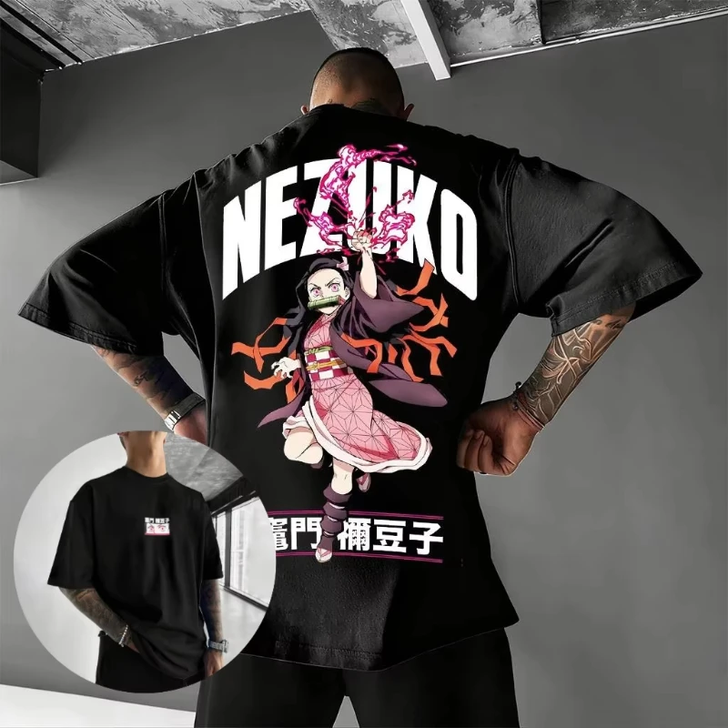 

Футболка Demon Slayer Nezuko Kamado для мужчин и женщин, с аниме-графикой, летняя, хлопковая, с коротким рукавом, оверсайз, уличная одежда, повседневные топы 2026