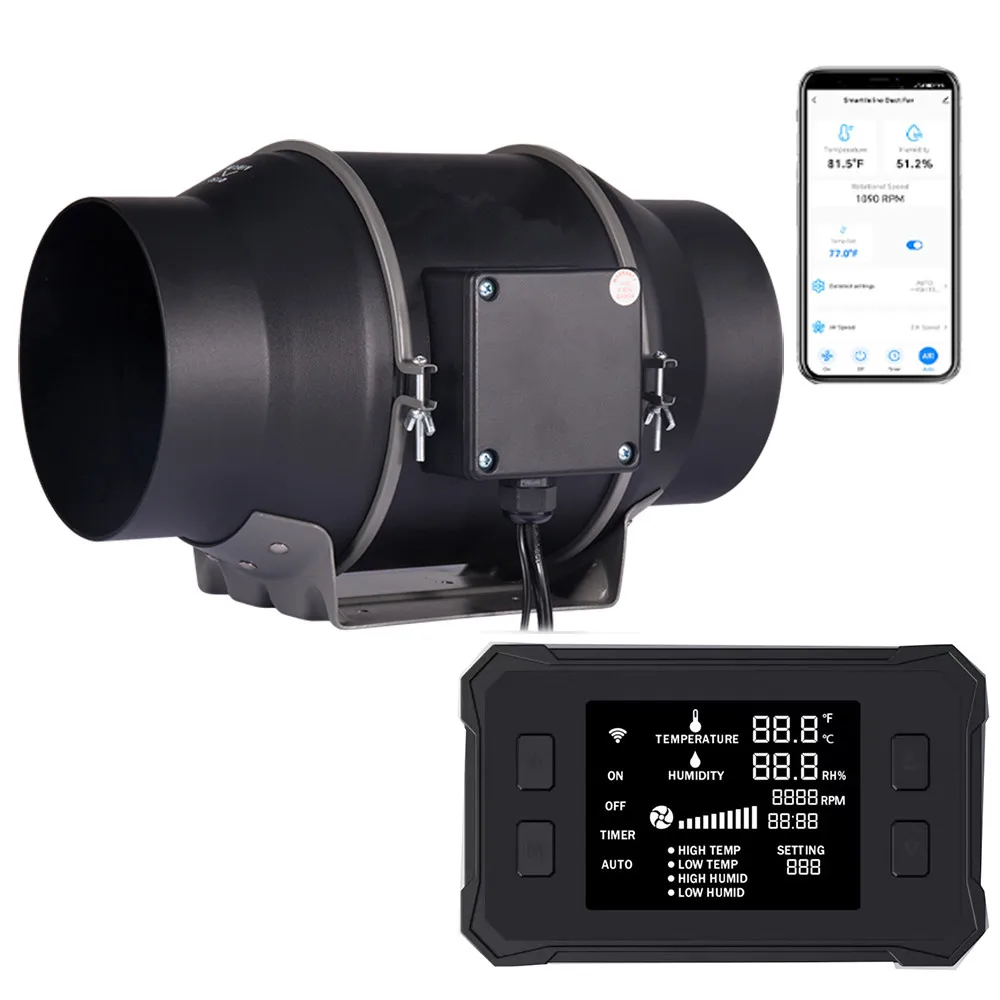 

New Top BAVA In-line Duct Ventilation Fan 6 Inch 402 CFM Programmable Controller Quiet EC Motor Vertical Indoor Grow In-line Fan