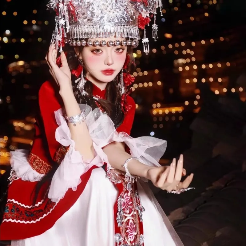 

New girls travel to shoot exotic photo clothing national costume set photography