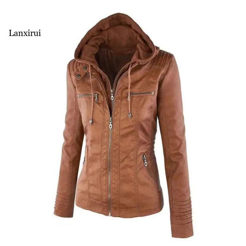 

Hot Autumn and Winter women's leather jacket with zipper motorcycle leather jacket short paragraph PU jacket large size coat 3XL