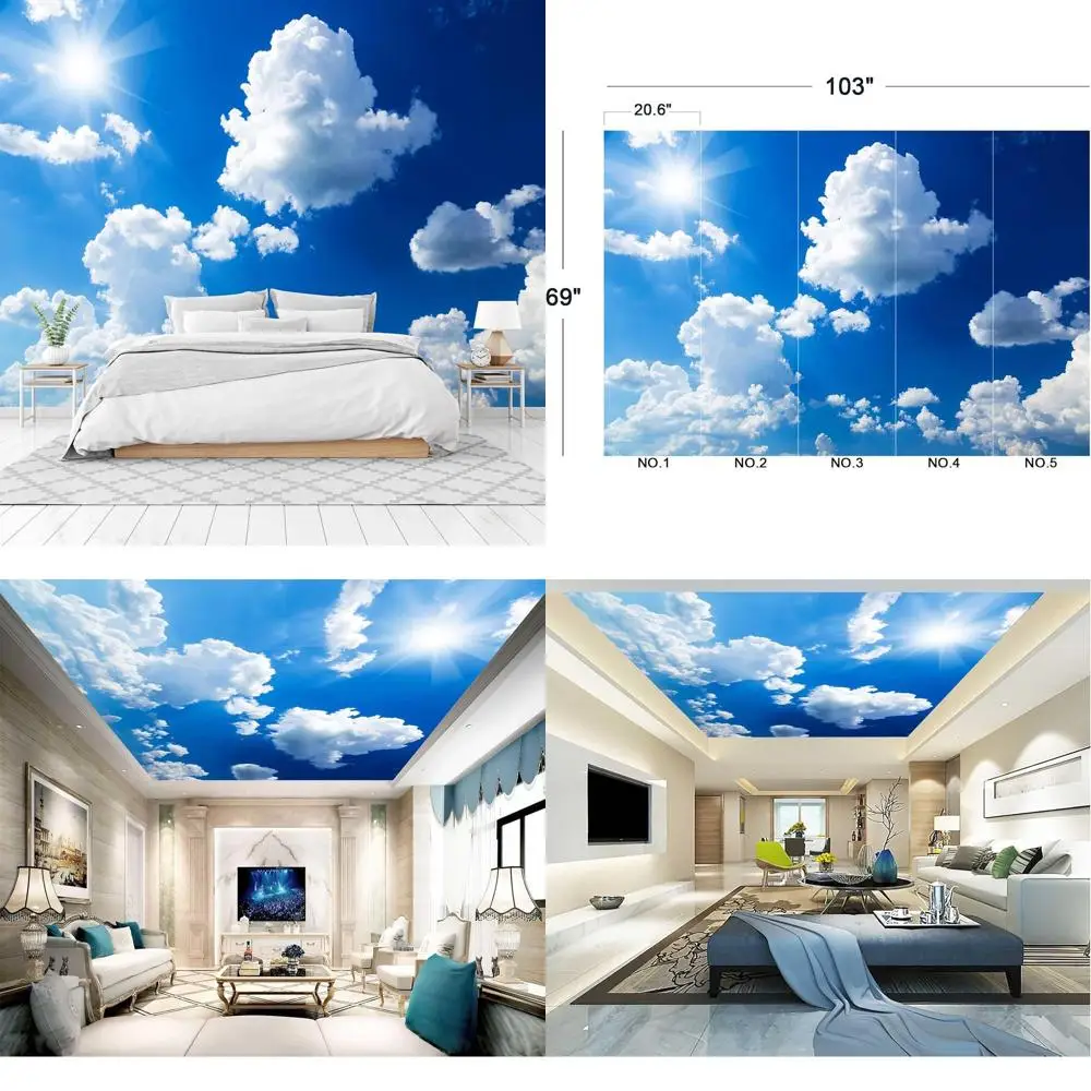 

Calm Blue Sky and Fluffy White Clouds Wall Mural - 103x69 Inches
