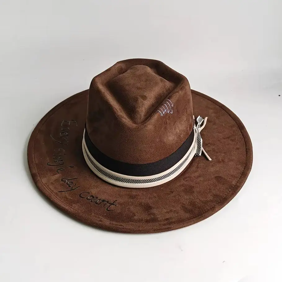 Fashion Arrow Top Vegan Suede Fedora Hat for Women Men Suitable for Pyrography Painting Party Etc Wholesale sombrero hombre