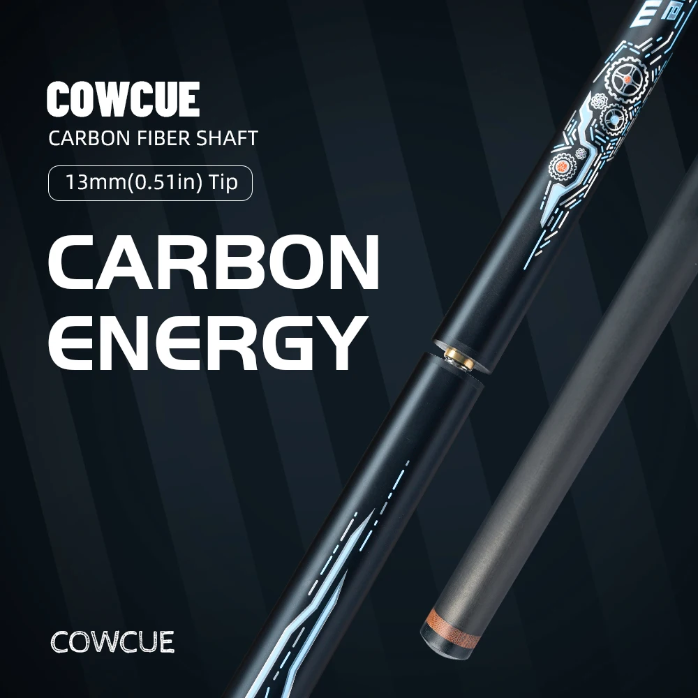 

2 в 1 COW 58 дюймов Carbon Energy Break Punch Kick-off Jump Бильярдный кий 13 мм Break Jump Cue Stick