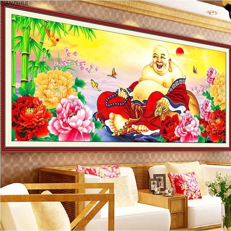 DIY full Diamond Embroidery,Round Diamond Maitreya Buddha laughs Living room decoration rhinestone beads Diamond painting