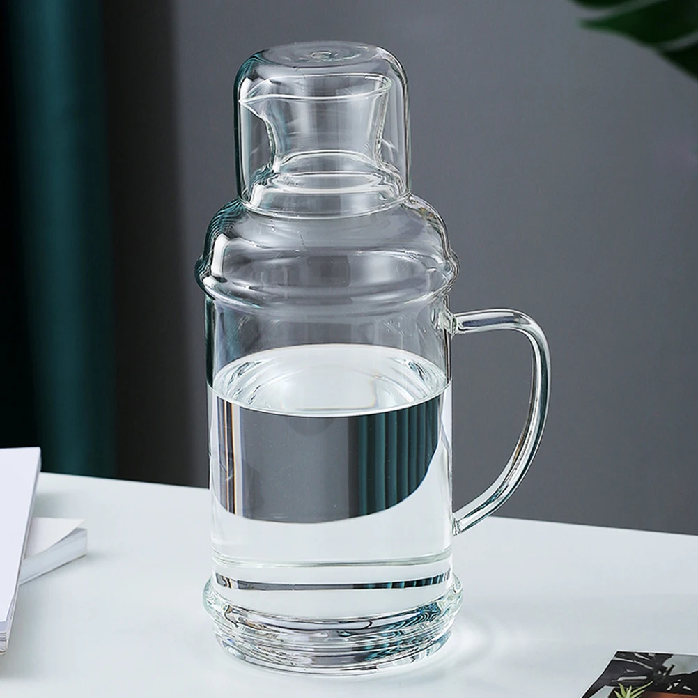

1Set Glass Water Kettle Exquisite Design Transparent Water Bottle Suitable for Tea Juice Milk Wine Household Entertaining