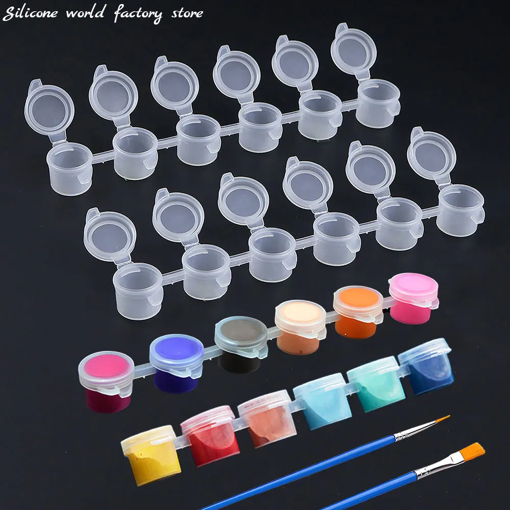 

Silicone World 12 Strips 6 Connected Pigment Boxes 3ML Acrylic Paint Packaging Box Storage Cans Transparent Plastic Empty Box