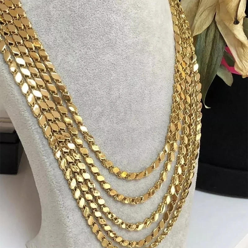 Arabic Dubai Gold Plated Chain Necklace Handmade Twisted Singapore Chain Unisex Necklace Luxury Gifts for Women DIY Metal Chain