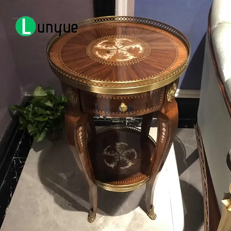 Classic Round Solid Wood Corner Table Creative Design Small Side End Table for Living Room Bedroom Sofa Space Saving Durable