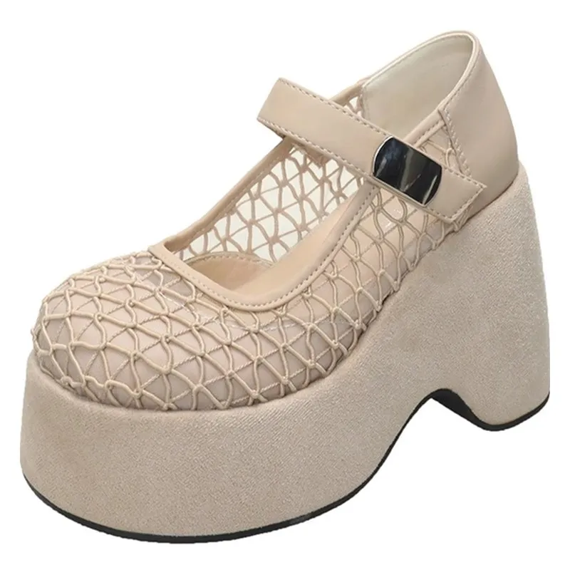 

Round Toe Shoes Woman 2025 Shallow Mouth Clogs Platform Tennis Female New Summer Creepers Breathable Wedges Scandals Mary Janes