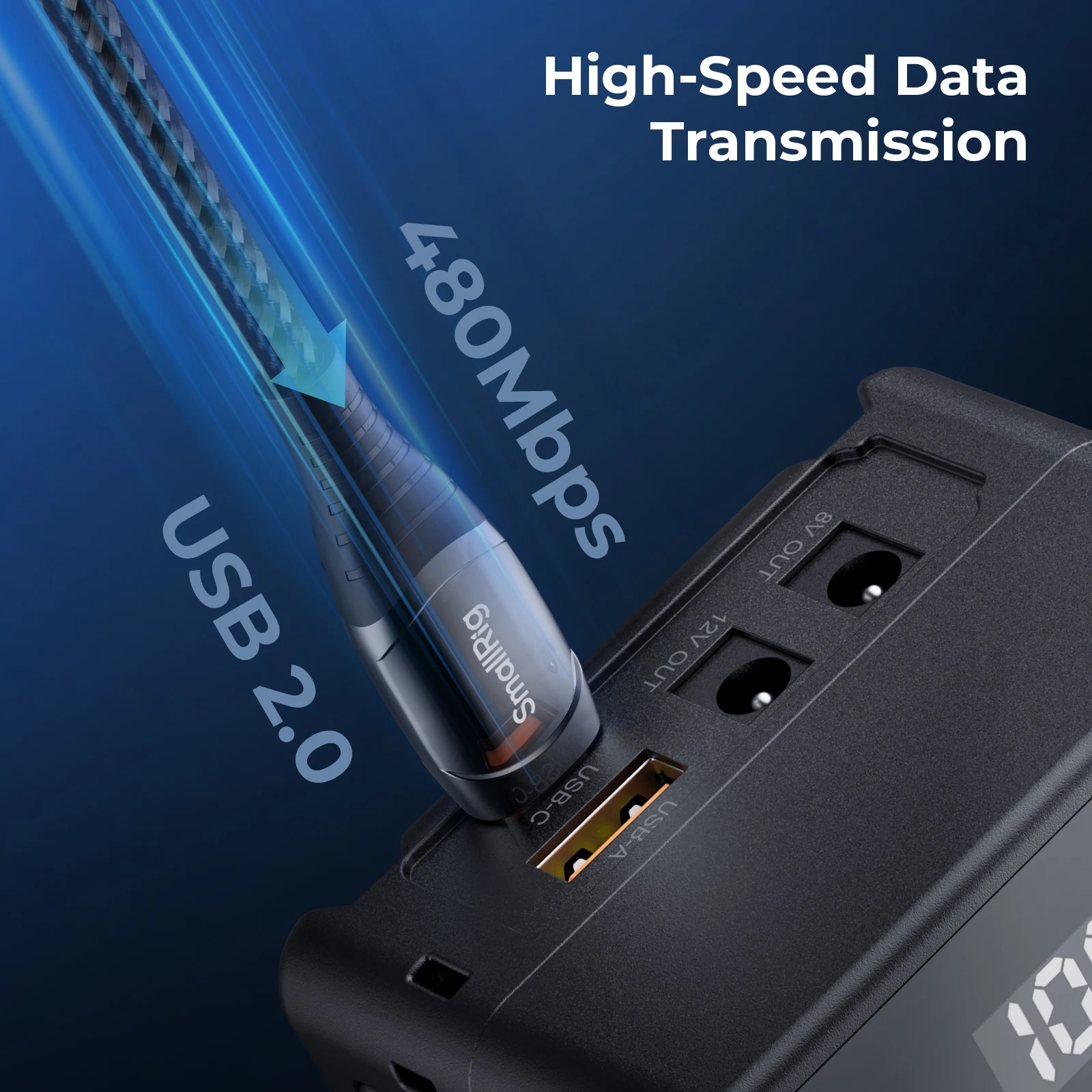 SmallRig 240W USB-C 전원 케이블(Led 디스플레이 포함) 카메라 배터리용 초고속 충전 1m 길이 휴대폰 노트북 5113