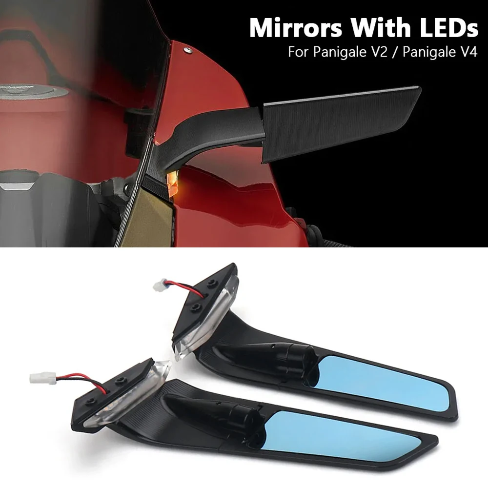 New Motorcycle For Ducati Panigale V2 2020-2023 PANIGALE V4 2019-2022 Rearview Mirrors with LED Rotating Adjustable Wing Mirrors