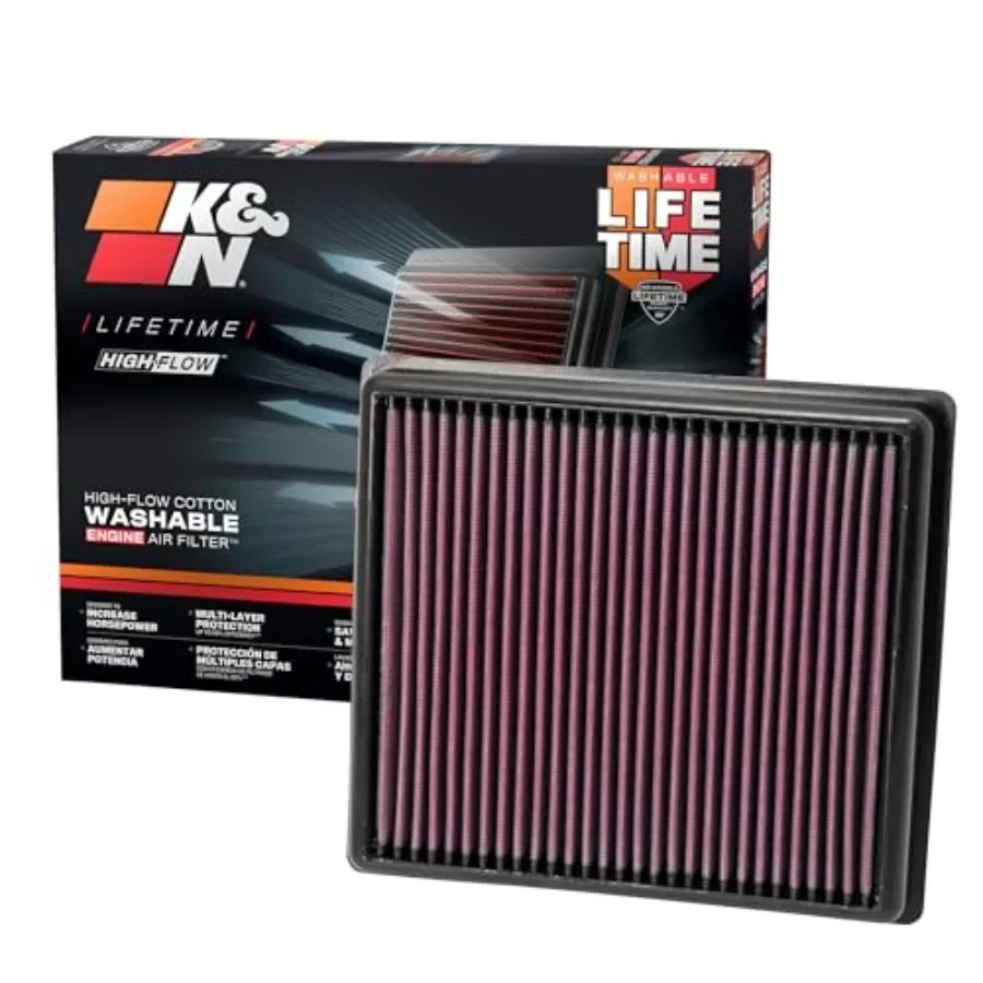 

HighFlow Original Lifetime Engine Air Filter for Enhanced Performance: Premium Washable Design Increases Engine Power and Effic