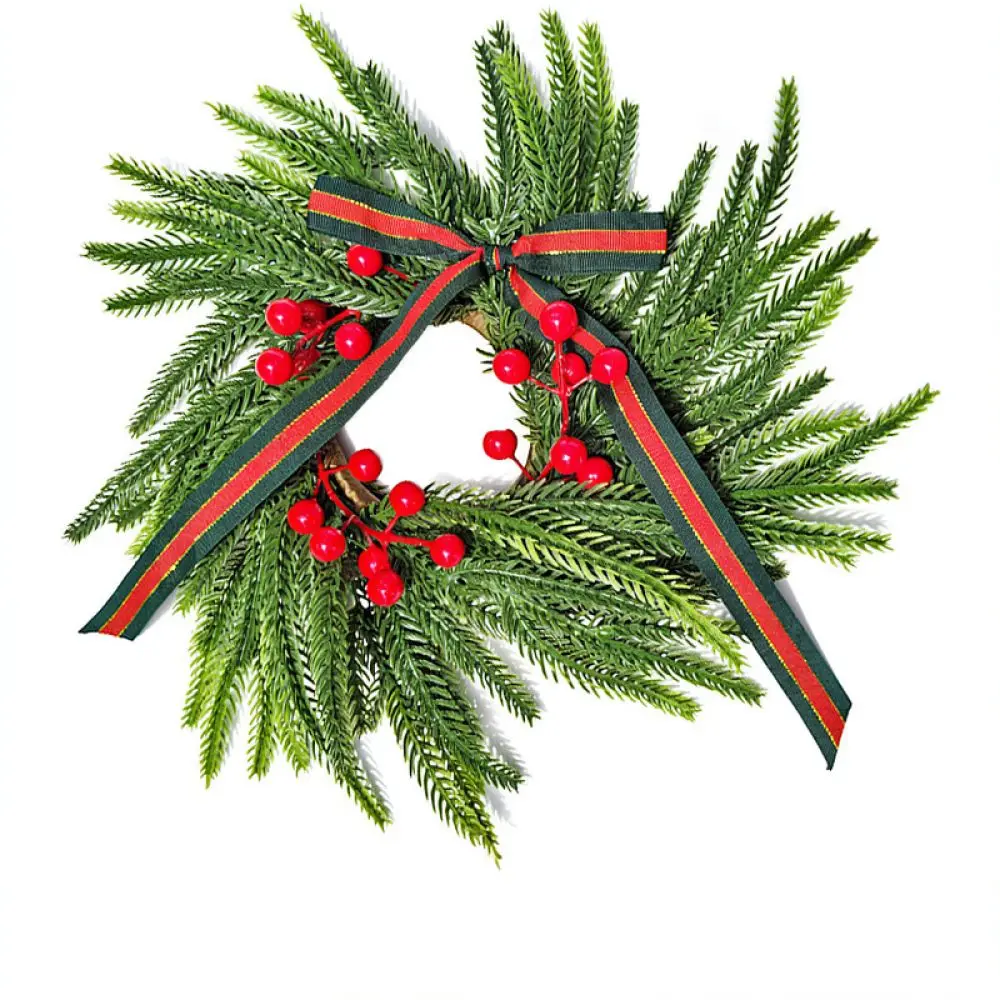 Christmas Flocked Ball Candle Ring Ornament Artificial Pine Needle For Huiyun Holiday Home Wall Hanging Festive Table Decor