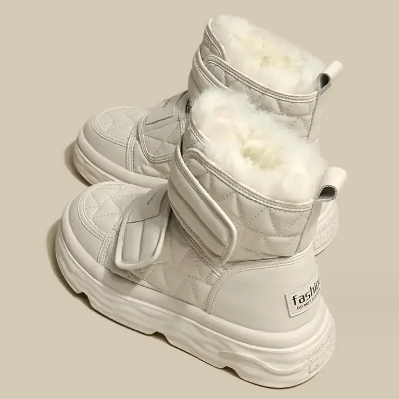 Fur Keep Warm Snow Boots Women 2023 Winter Waterproof Platform Flats Heel Shoes Snow Boots Female Footwear Short Ankle Boots