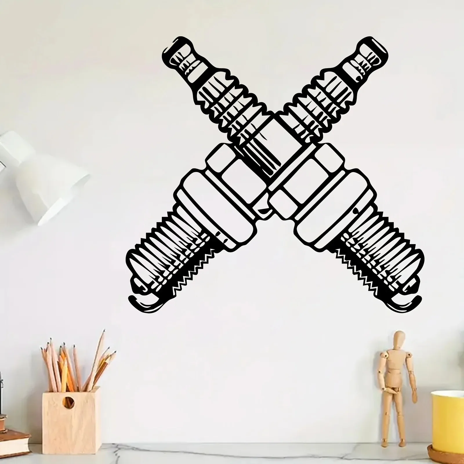 CIFBUY Iron Wall Art Spark Plug Metal Sign Waterproof Home Garage Workshop Fence Decor Rustic Hanging Plaque