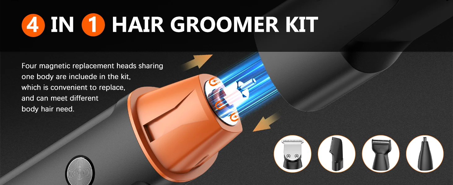 MAXGROOM Körperhaarschneider-Set für Männer, Schamrasierer, Haar-Nasen- und Bartschneider, elektrisch, IPX6, wasserdicht, Leistengegend, 4-in-1-Rasierer für Männer – Detail 6