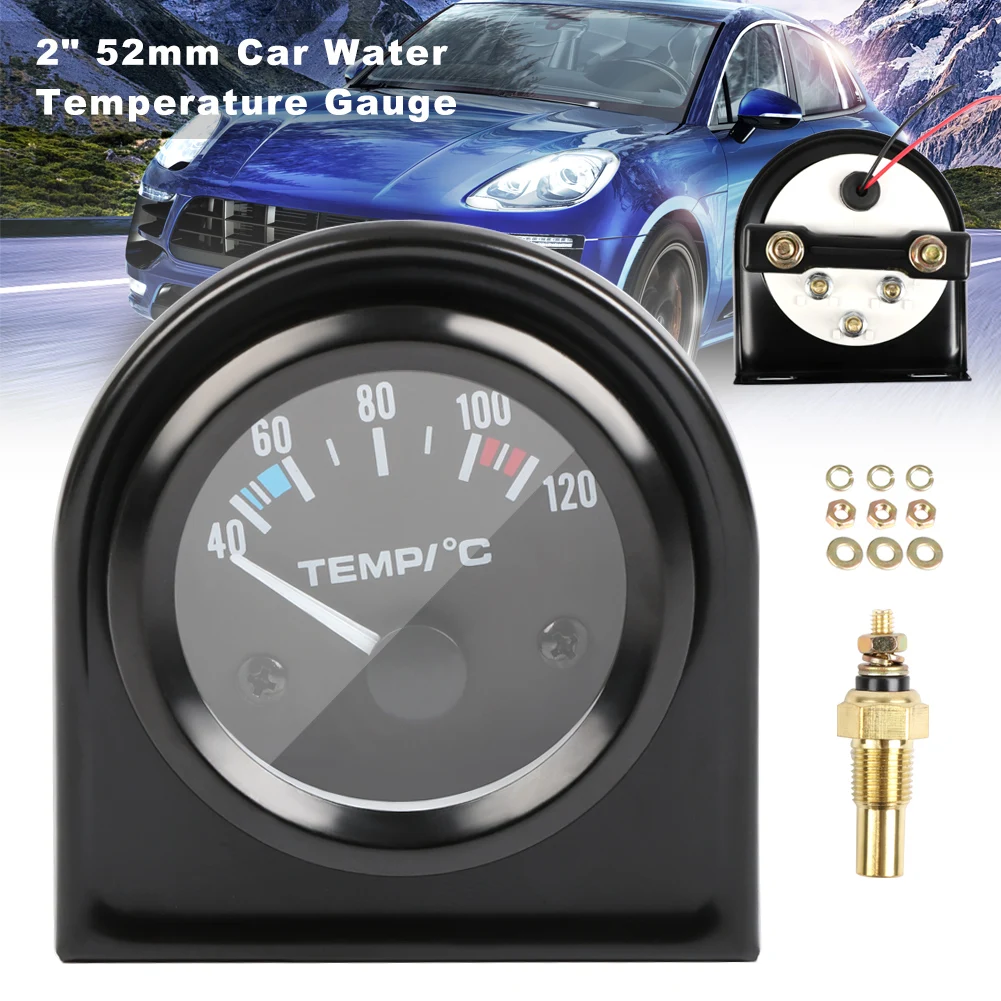 

2" 52mm Digital Car Water Temp Temperature Gauge 12V 40-120℃ LED With With Water Temp Joint Pipe Sensor Adapter Auto Meter