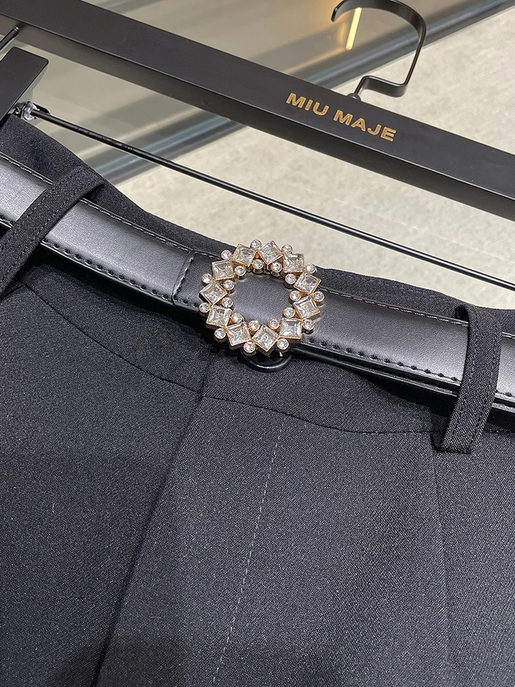 Damskie spodnie garniturowe z wysokim stanem, kwiatowym dołem, letnie, modne, koreańskie, do pracy, z szerokimi nogawkami, ort, orty, spodnie codzienne.