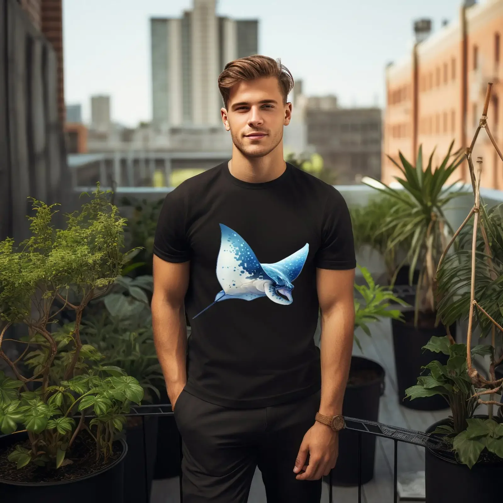 Stingray T Shirt for Lover Manta Ray Idea Parents vintage Washed streetwear designer clothes graphic Top For Everyday Wear