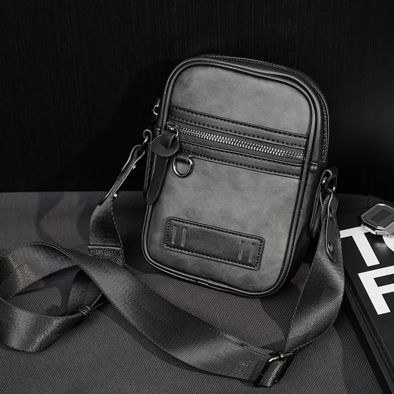 Luxury Men's Crossbody Bags Small Shoulder Bag Men Multi-function Travel Crossbody Bags Man PU Leather Mini Camera Phone Bag