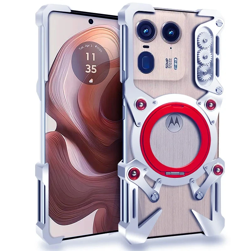 Magnetic Frameless Aluminum Bumper Case with Stand, For Motorola Edge 60s 60 Fusion 50 Pro X50 Ultra G86 G56 G85 S50 Neo