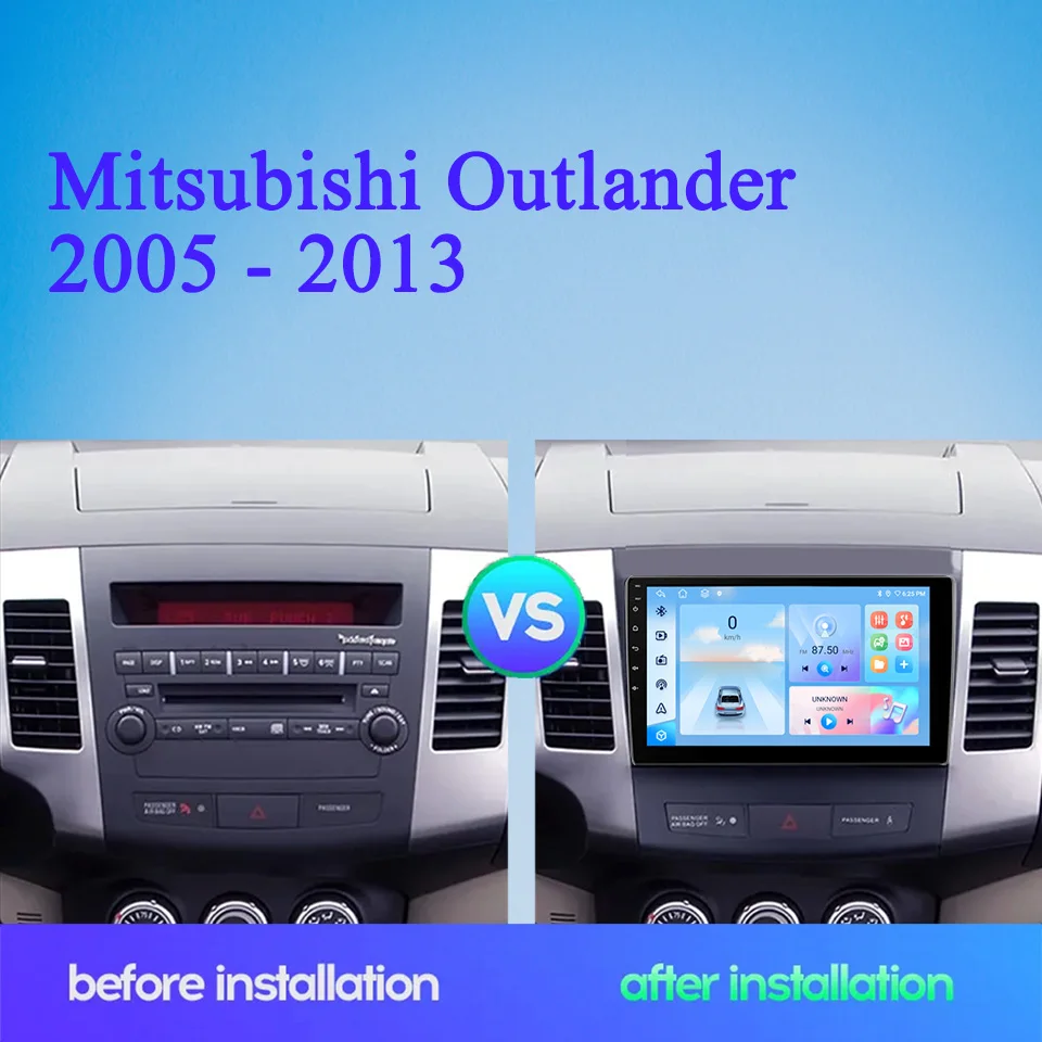 Autoradio FM AM Video Audio A/V Tape Recorder For Mitsubishi Outlander 2005 2007 2009 2011 2013 Auto Carplay DVD Cassette RDS