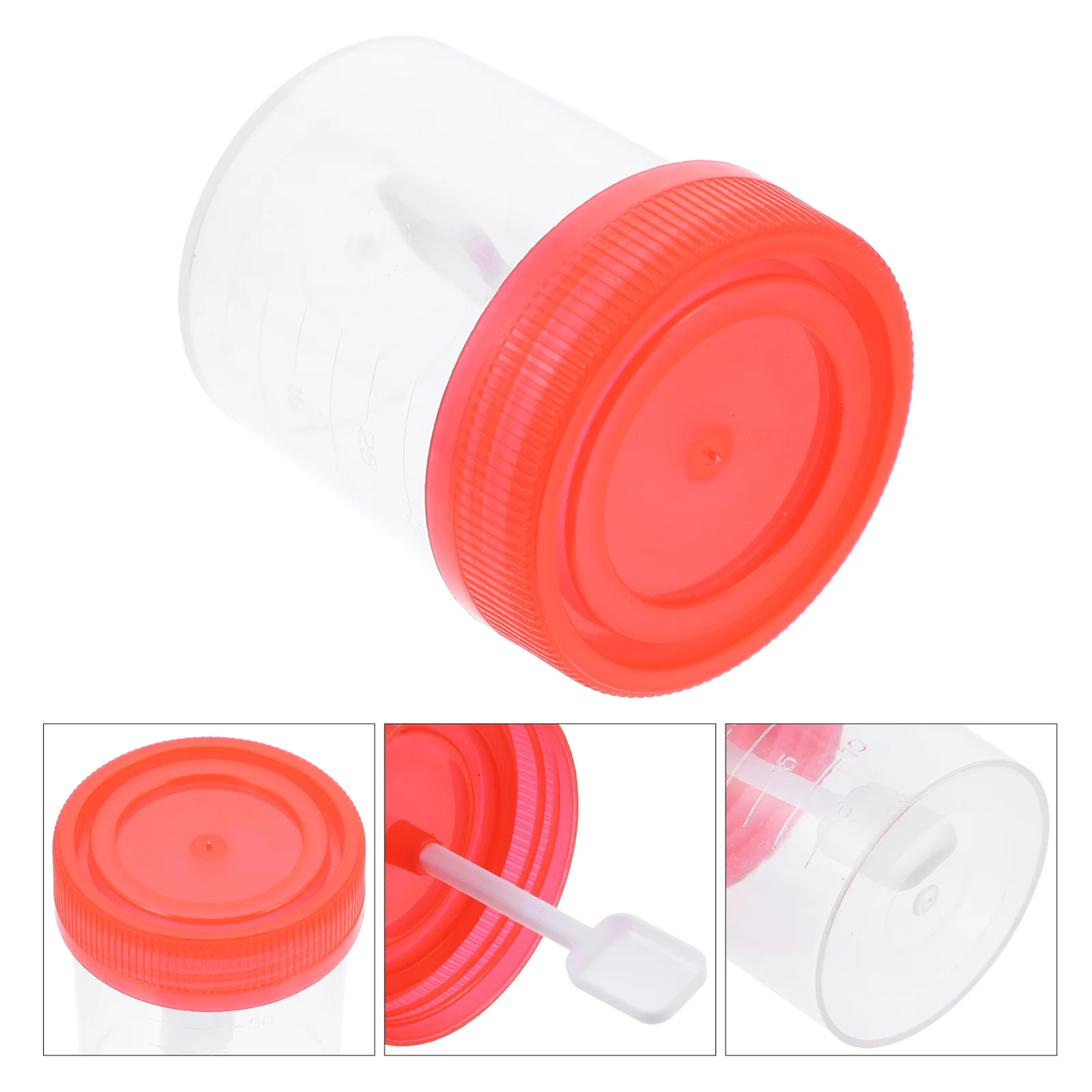 25 Pcs Stool Sampling Cup Urine Sample Container Fecal Specimen with Covers Plastic Cups Scale 40ml
