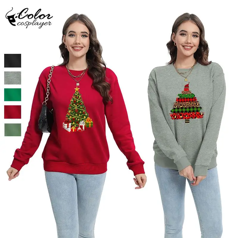 

Color Cosplayer Christmas Sweatshirt Cartoon Pattern Tracksuit Xmas Cosplay Costume Adult Pullover New Year Carnival Clothing