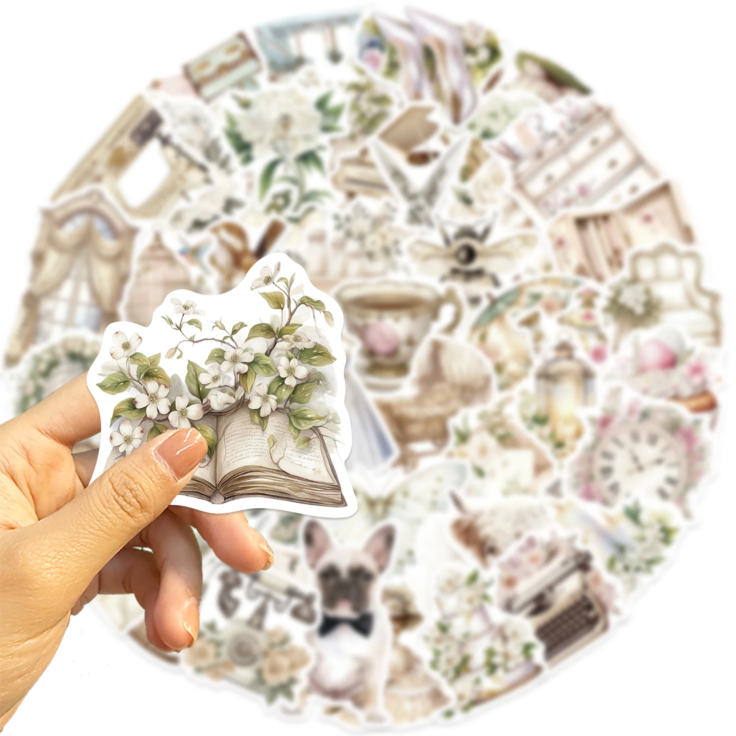 50pcs Cartoon Aesthetics White Renaissance Graffiti PVC Stickers DIY Decor for Guitar Notebook Luggage Recording YourLife Store